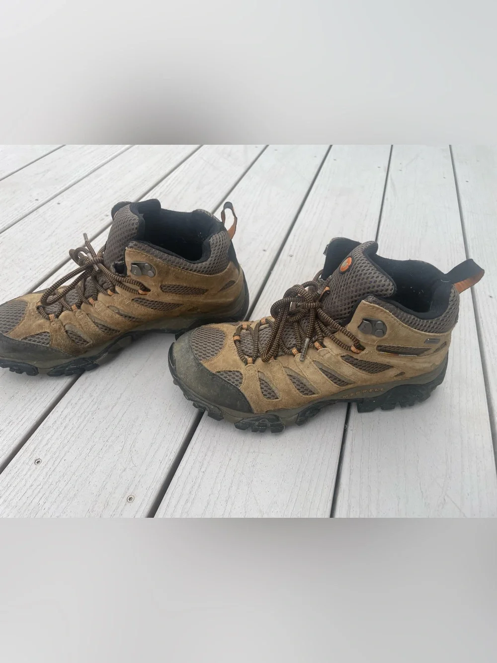 Merrell Tan and Black Men's Trail Mid-Top Hiking Boots